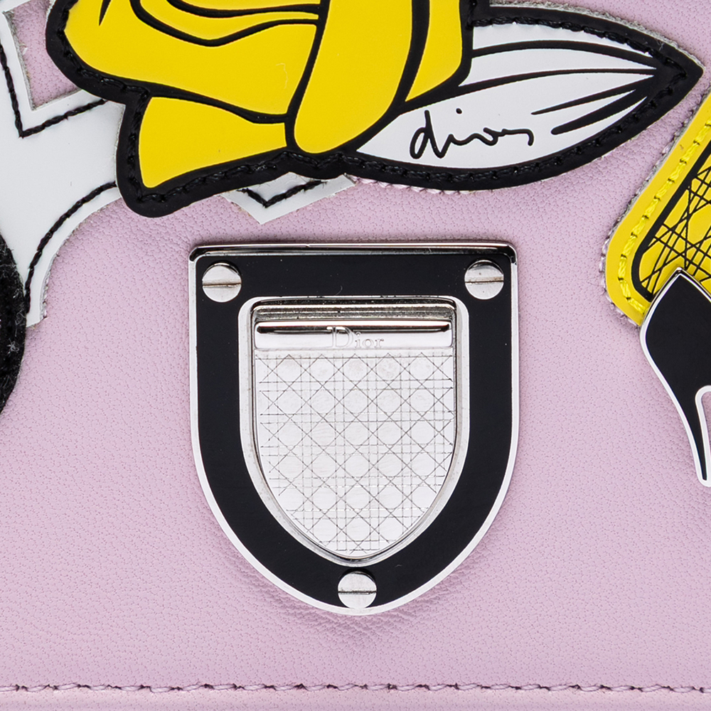 Pre-Loved Dior Leather Patch Embroidered Diorama Wallet On Chain - Picture 6 of 8
